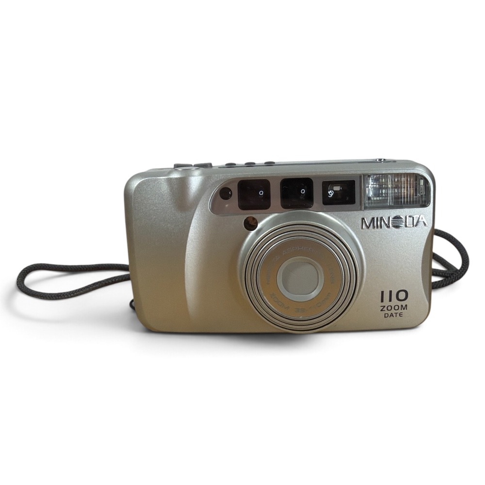 Minolta 110 Zoom Date 35mm Film Camera Silver Point and Shoot Tested